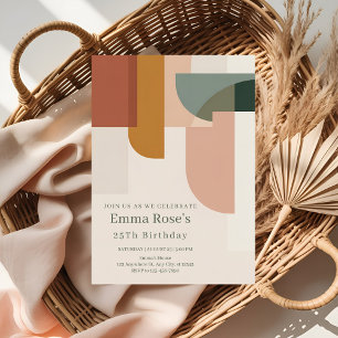 Retro-Inspired Mint & Orange Birthday Invitation