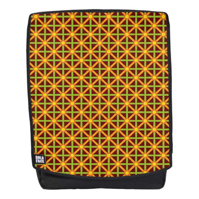 Retro Inspired Orange Green & Yellow Pattern Backpack (Front)