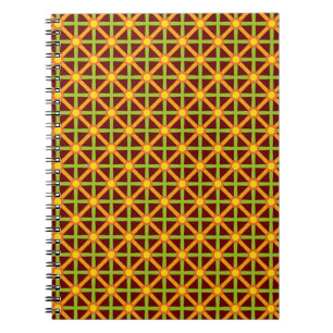 Retro Inspired Orange Green & Yellow Pattern Spiral Notebook