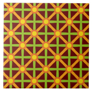 Retro Inspired Orange Green & Yellow Pattern Tile