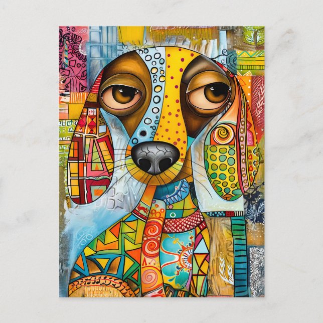 retro-inspired pop-art dog face with vibrant shade postcard (Front)