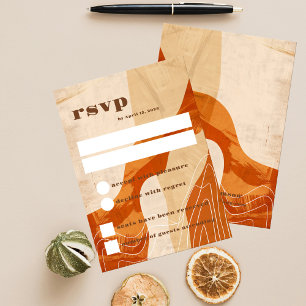 Retro inspired rsvp card, burnt orange design invitation