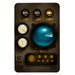 Retro-Inspired Ship Sonar Control Panel Steampunk Magnet