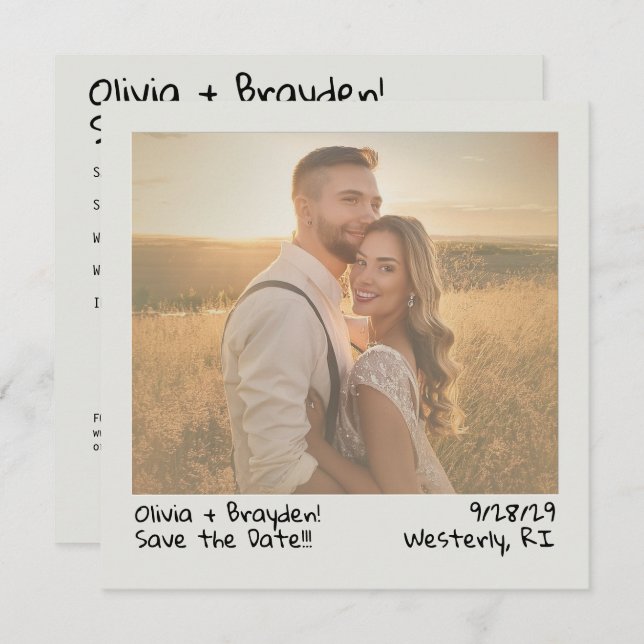 Retro Instant Camera Photo Save the Date with QR (Front/Back)