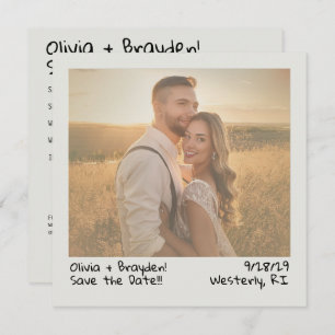 Retro Instant Camera Photo Save the Date with QR