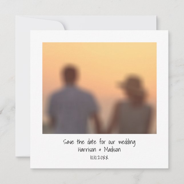 Retro instant photo name wedding Save Date card (Front)