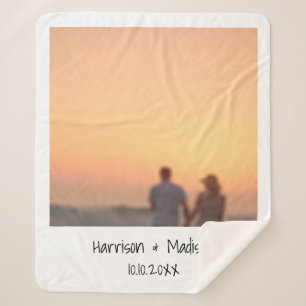 Retro instant photo names custom modern sherpa blanket