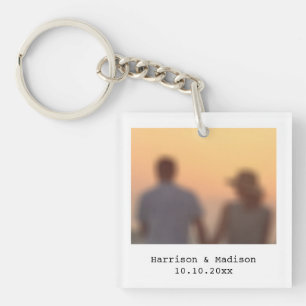 Retro instant photo names date custom key ring