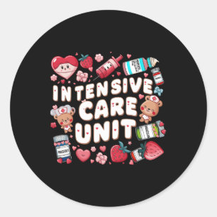 Retro Intensive Care Unit Nurse Tech Valentine Icu Classic Round Sticker