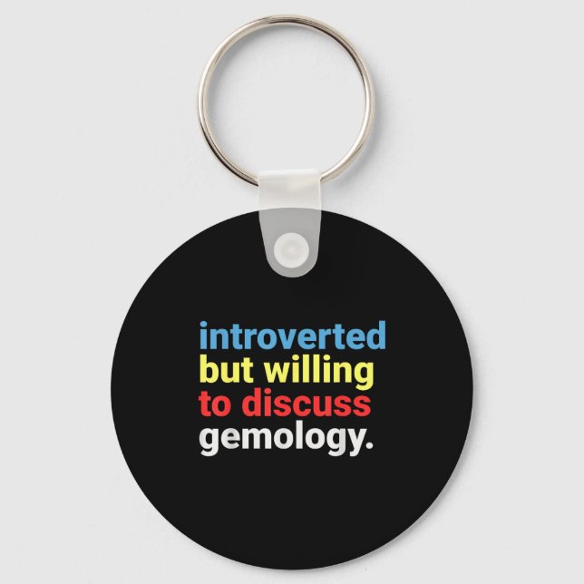 Retro Introverted But Gemology Lover Funny  Key Ring (Front)