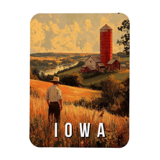 Retro Iowa Patriotic Spirit - Americana Heartland  Magnet (Vertical)