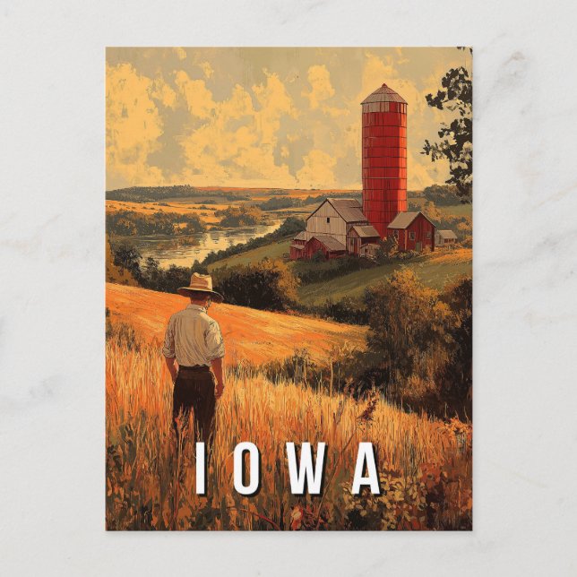 Retro Iowa Patriotic Spirit - Americana Heartland  Postcard (Front)