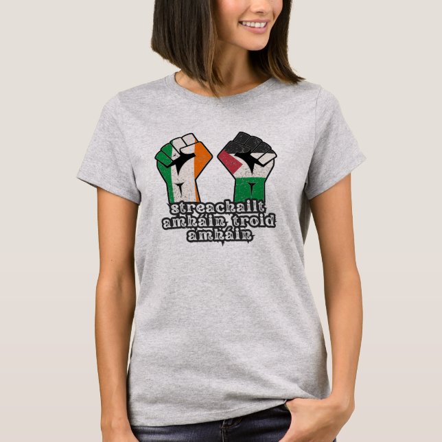 Retro Ireland Palestine Solidarity Fist revolution T-Shirt (Front)