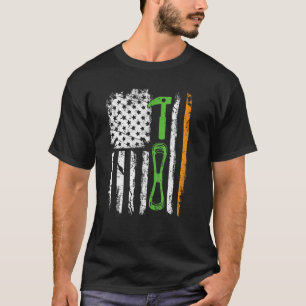 Retro Irish American Flag Mountain Climbing St Pat T-Shirt