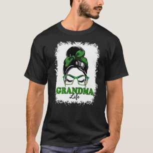 Retro Irish Messy Bun Grandma Life Shamrock Patric T-Shirt