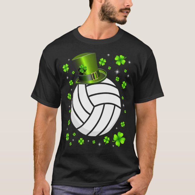 Retro Irish Volleyball Shamrock Sports St Patrick  T-Shirt (Front)