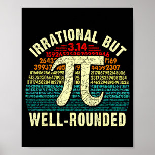 Retro irrational but rounded day math geeks & poster