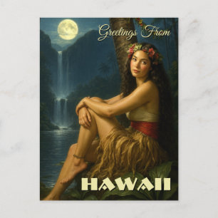 Retro Island Girl In A Tropical Paradise Postcard