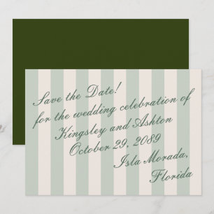 Retro Island Save the Date Awning Stripe Flat Card