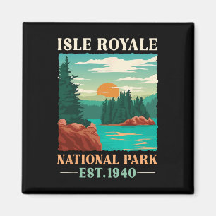 Retro Isle Royale National Park Est 1940 Hiking Magnet