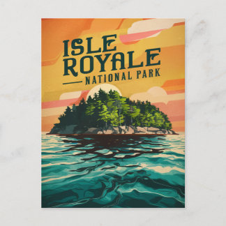 Retro Isle Royale National Park Poster Holiday Postcard