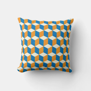 Retro isometric cubes, geometric illusion cushion
