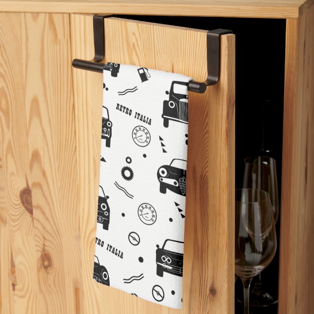 Retro Italia Car Pattern Kitchen Towels (Thirds Fold)