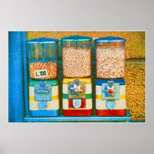 Retro Italian 1950s Nut Vending Machines Poster