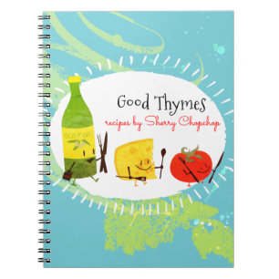 Retro Italian food utensils recipe notebook