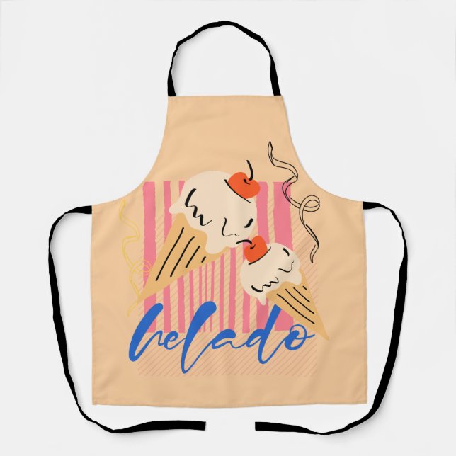 Retro Italian Ice Cream Cones Apron (Front)