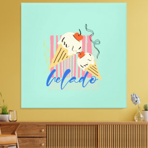 Retro Italian Ice Cream Cones Canvas Print