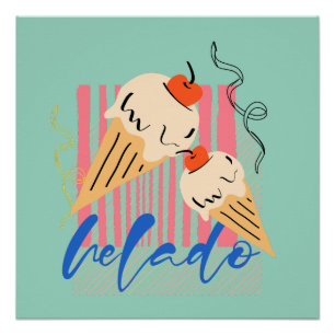 Retro Italian Ice Cream Cones Poster