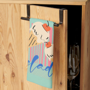 Retro Italian Ice Cream Cones Tea Towel