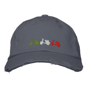 Retro Italian scooter embroidered distressed cap