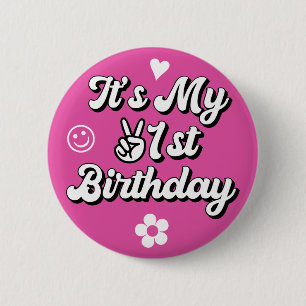 Retro It's My 21st Birthday Hot Pink  Button