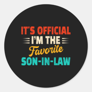 Retro Its Official I&#; m The Favourite Son-in-law Classic Round Sticker