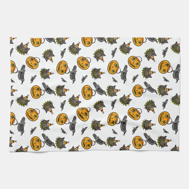 Retro Jack and Cat Tea Towel (Horizontal)