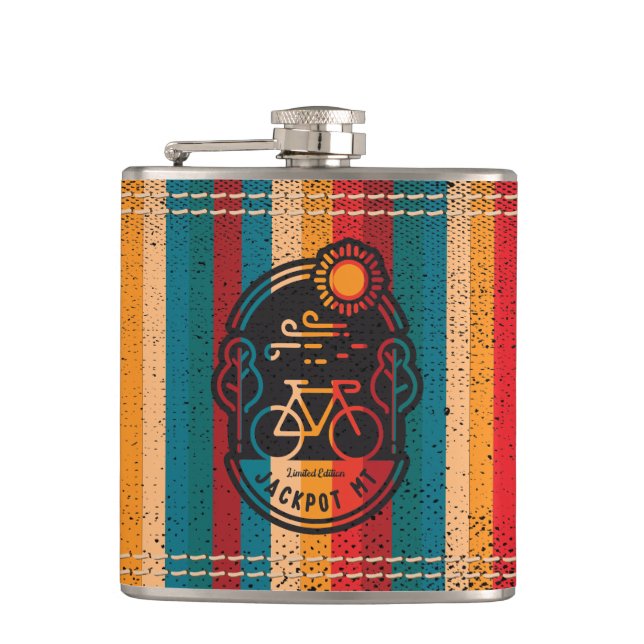Retro Jackpot Mountain Bike Trail  Hip Flask (Front)