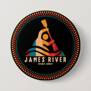 Retro James River Kayaking 7.5 Cm Round Badge