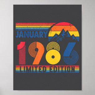 Retro January 1986 Limited Edition 40 Year Old 40t Poster