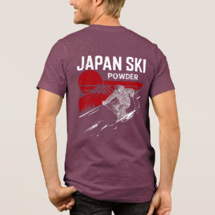 Retro Japan Ski Powder Mt Fuji Skier Tri-Blend Shirt