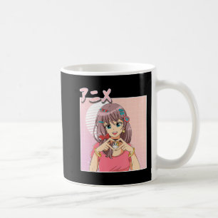 Retro Japanese Anime Girl Vaporwave Aesthetic Pink Coffee Mug