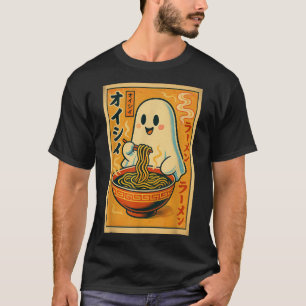 Retro Japanese Ghost Eating Ramen Kawaii Art T-Shirt
