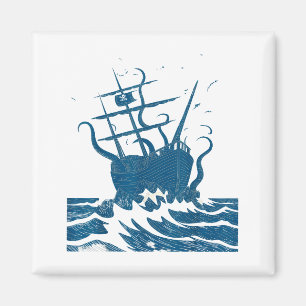 Retro Japanese Octopus Kraken Rate Ship Vintage Lo Magnet