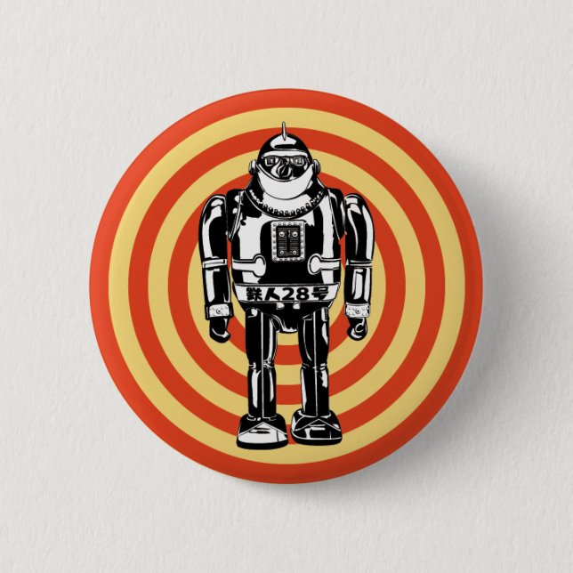Retro Japanese Robot 6 Cm Round Badge (Front)