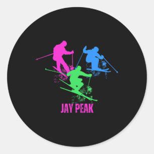 Retro Jay Peak Vermont Skiing Skier 90s Classic Round Sticker