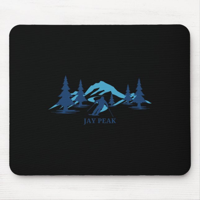 Retro Jay Peak Vermont Skiing Skier Blue Mountains Mouse Pad (Front)