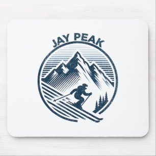 Retro Jay Peak Vermont Skiing Skier Blue Vintage M Mouse Pad