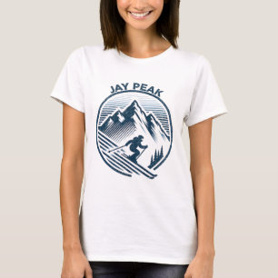 Retro Jay Peak Vermont Skiing Skier Blue Vintage M T-Shirt