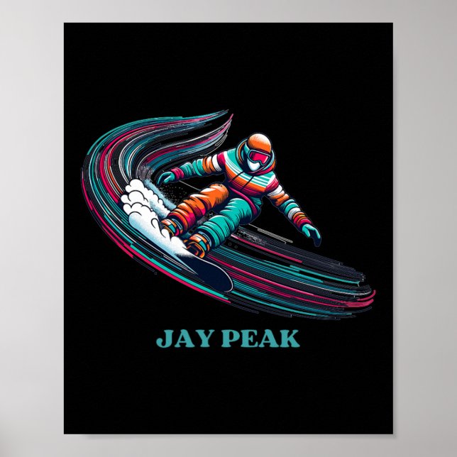Retro Jay Peak Vermont Snowboarding  Poster (Front)